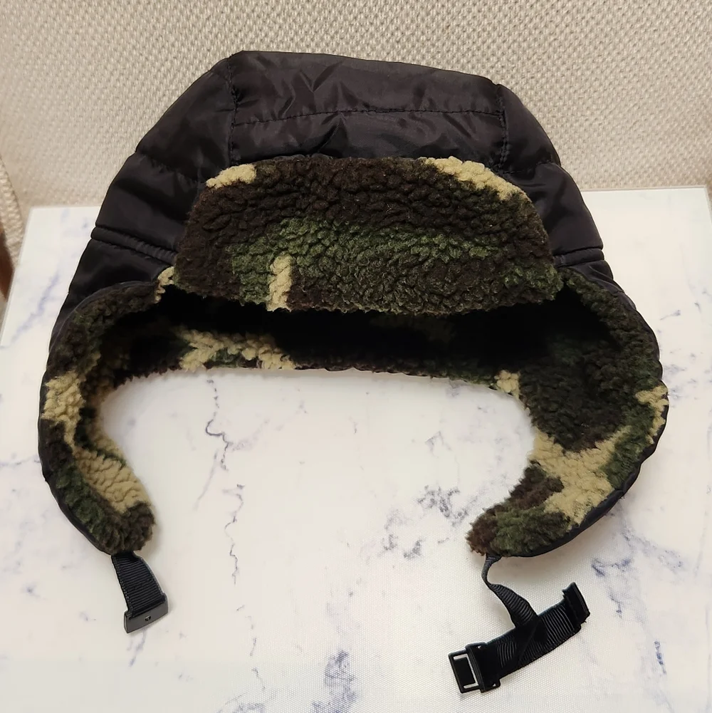 Boys Black & Camo Trapper Hat